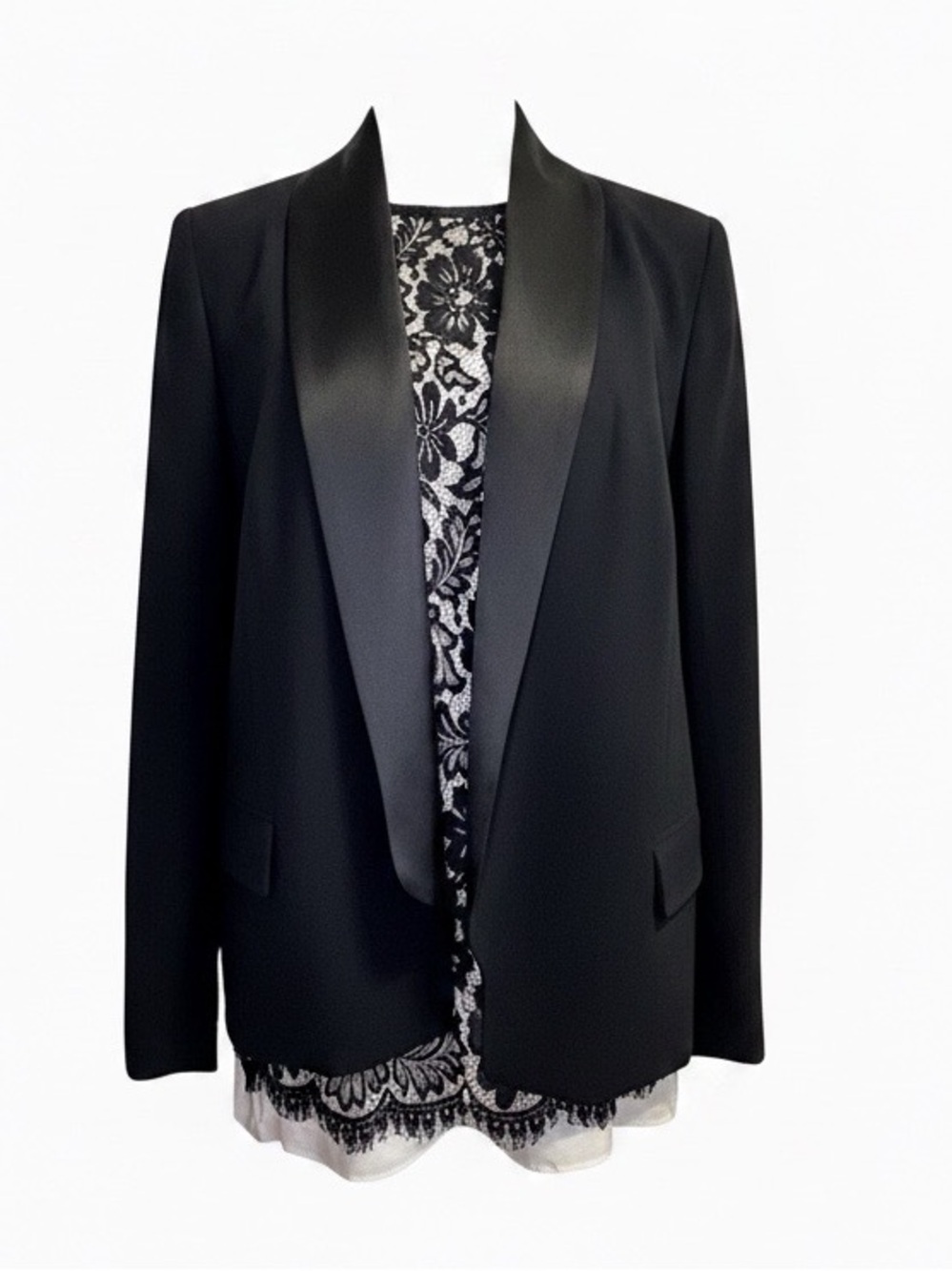 Haute Hippie Black Tuxedo Blazer | Silk Lined Shawl Collar Jacket | Size 4